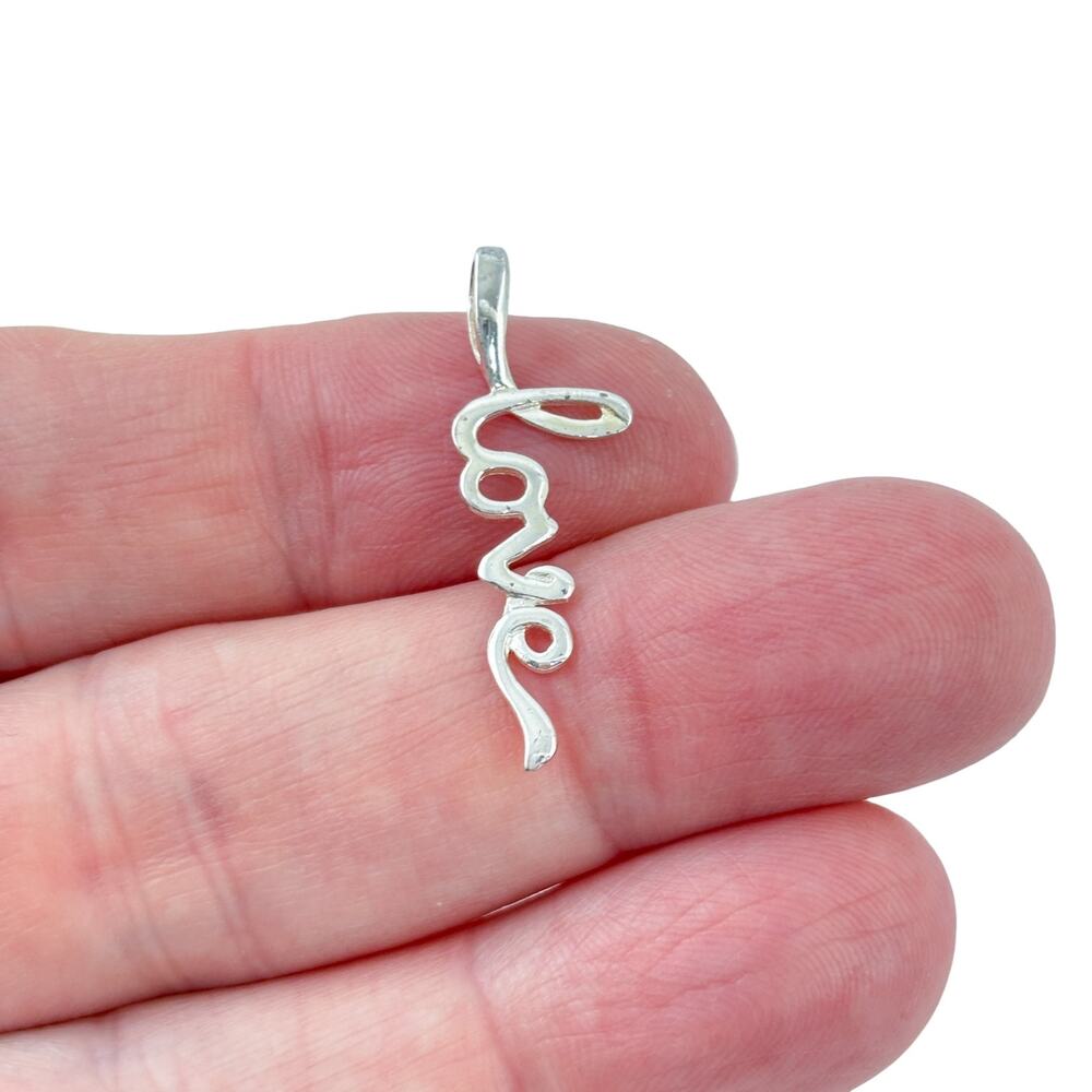 Vintage Sterling Silver 925 Love Script Pendant